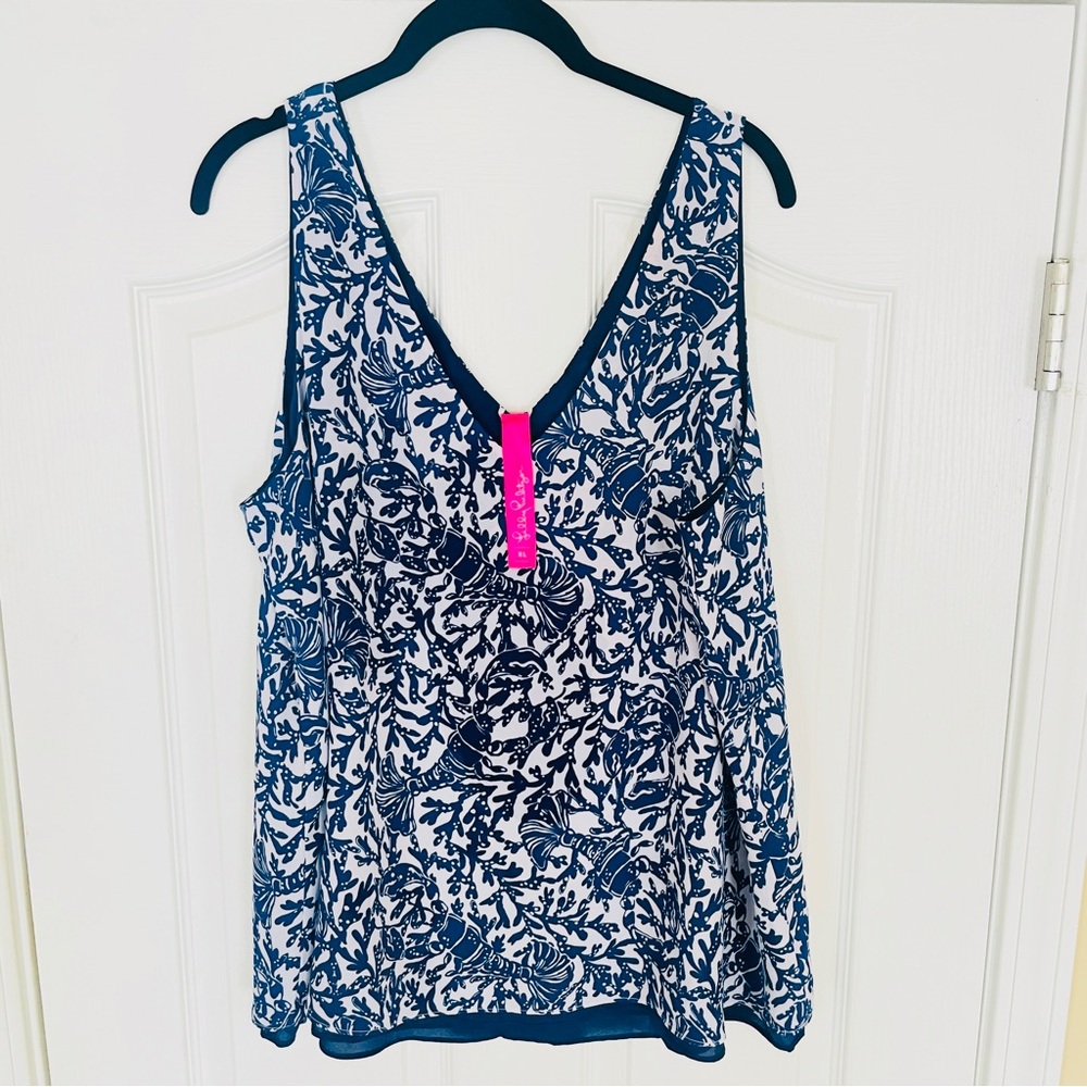 Lilly Pulitzer Blue and White Floral Blouse